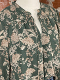 Smocked Cuff Blouse in Forest Floral-112 Woven Tops - Long Sleeve-Little Bird Boutique