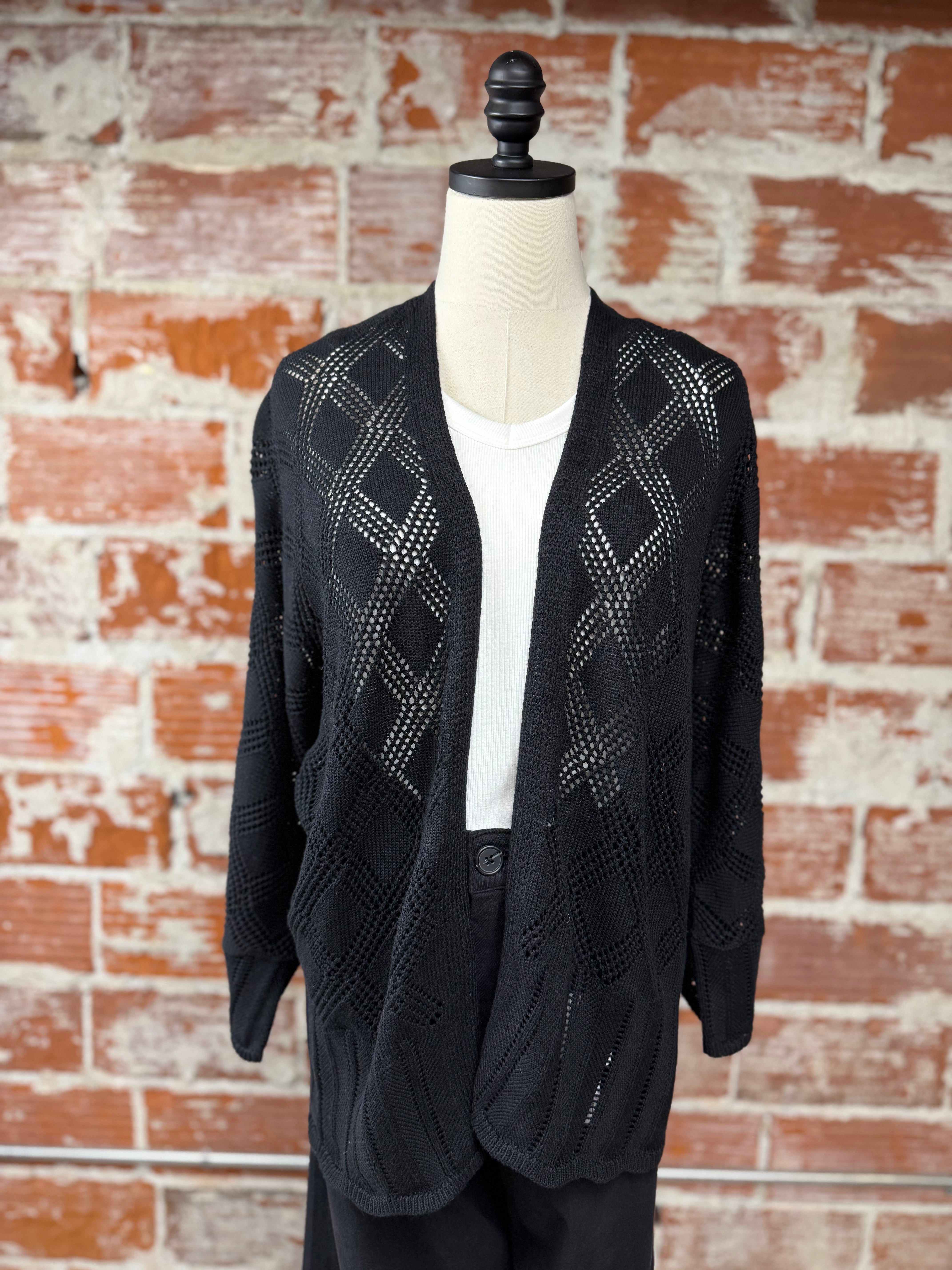 Edie Crocket Knit Cardigan in Black-131 - Sweaters F/W (June - Nov)-Little Bird Boutique