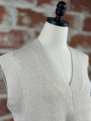 Knit Sweater Vest in Beige