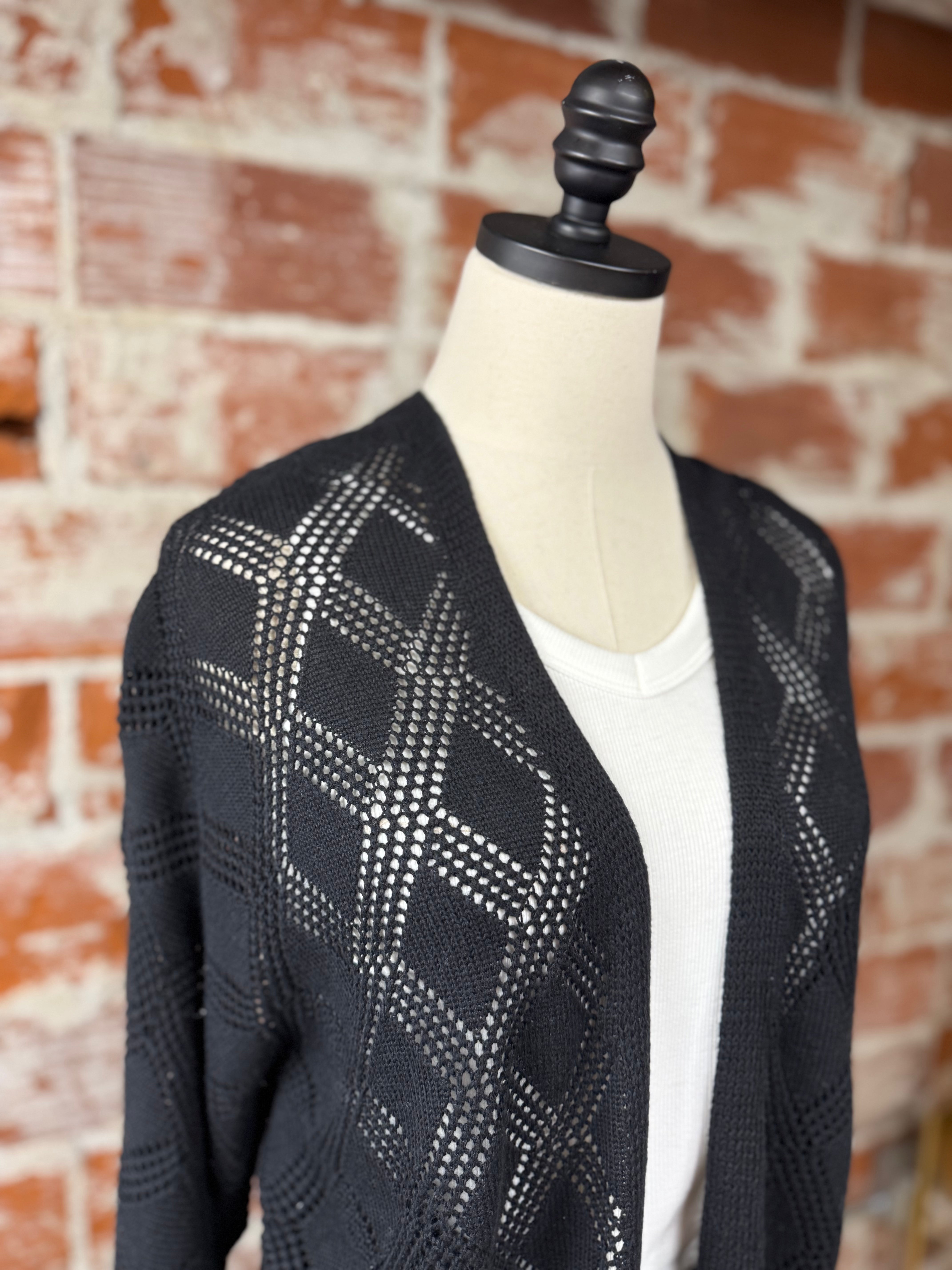 Edie Crocket Knit Cardigan in Black-131 - Sweaters F/W (June - Nov)-Little Bird Boutique