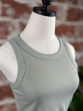 Ribbed Tank in Seagrass-123 Jersey Tops - Sleeveless-Little Bird Boutique