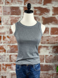 Ribbed Tank in Grey-123 Jersey Tops - Sleeveless-Little Bird Boutique