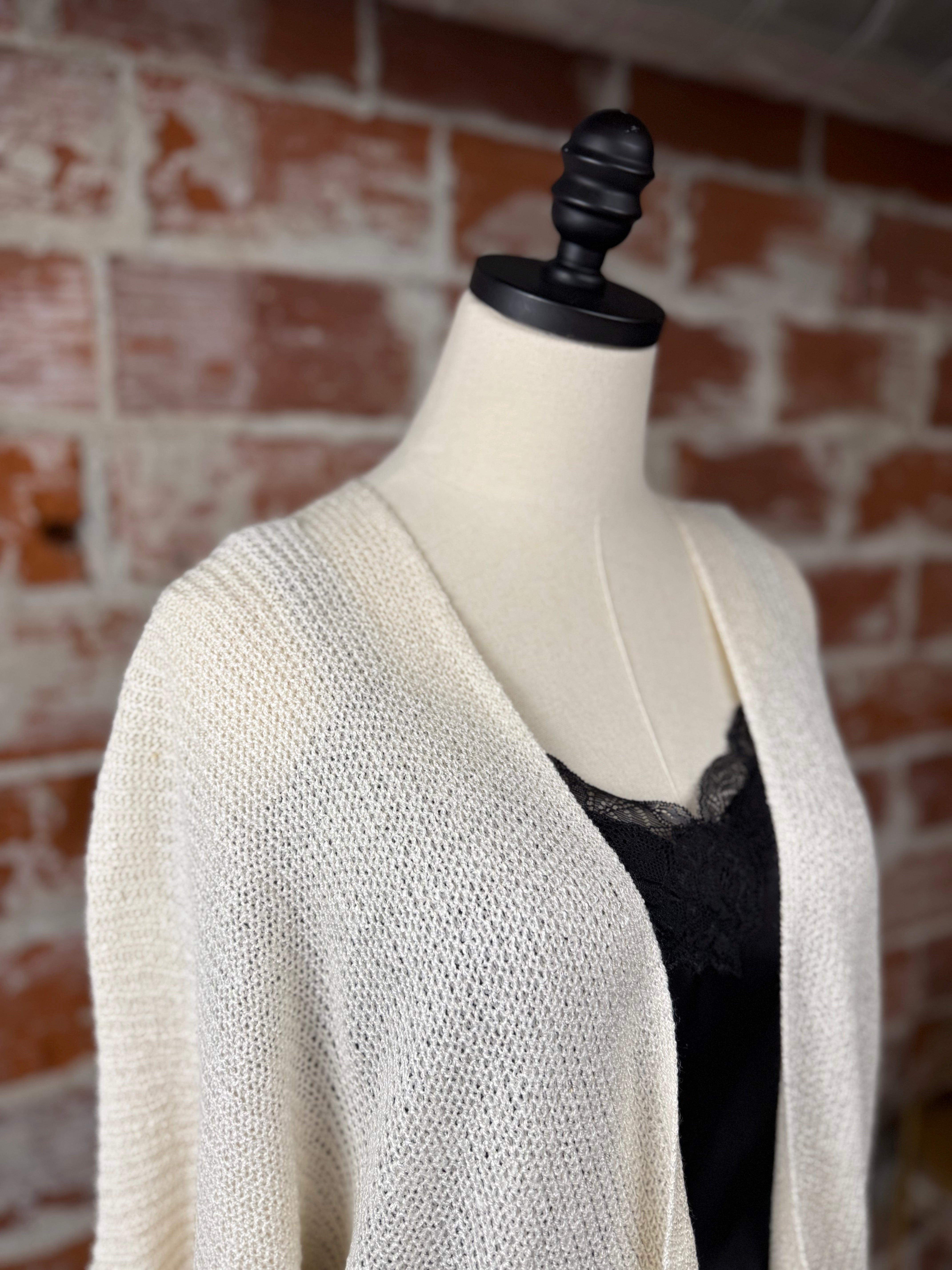 Kali Open Cardigan in Ivory-131 - Sweaters F/W (June - Nov)-Little Bird Boutique