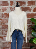 Reverse Seam Sweater Top in Cream-130 Sweaters-Little Bird Boutique