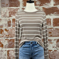 Thread and Supply Stacy Top in Taupe and White Stripe-121 - Jersey Tops F/W (June - Nov)-Little Bird Boutique