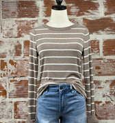 Thread and Supply Stacy Top in Taupe and White Stripe-121 - Jersey Tops F/W (June - Nov)-Little Bird Boutique