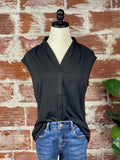 V Neck Knit Top in Black-113 Woven Tops - Sleeveless-Little Bird Boutique