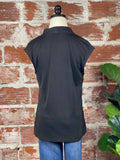 V Neck Knit Top in Black-113 Woven Tops - Sleeveless-Little Bird Boutique