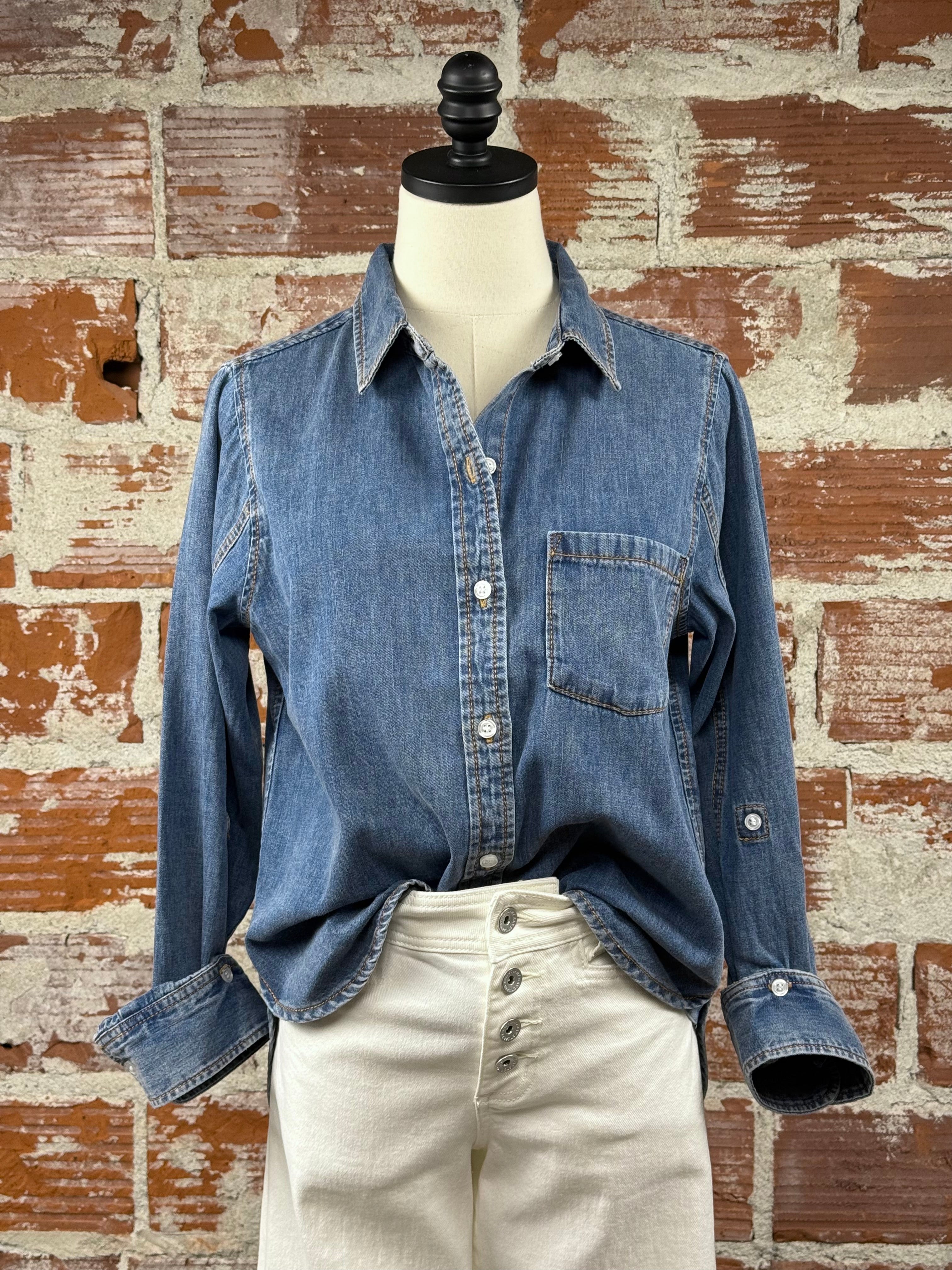 Velvet Heart Kobe Denim Shirt in Nile River-111 - Woven Top F/W (June- Nov)-Little Bird Boutique