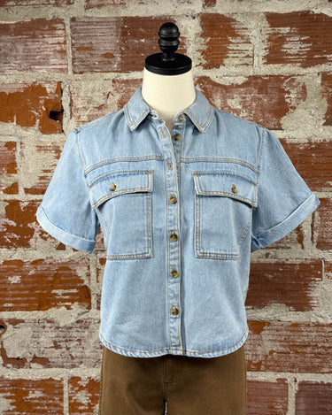 Velvet Heart Barnes Denim Top in Midtown Blue-111 - Woven Top F/W (June- Nov)-Little Bird Boutique