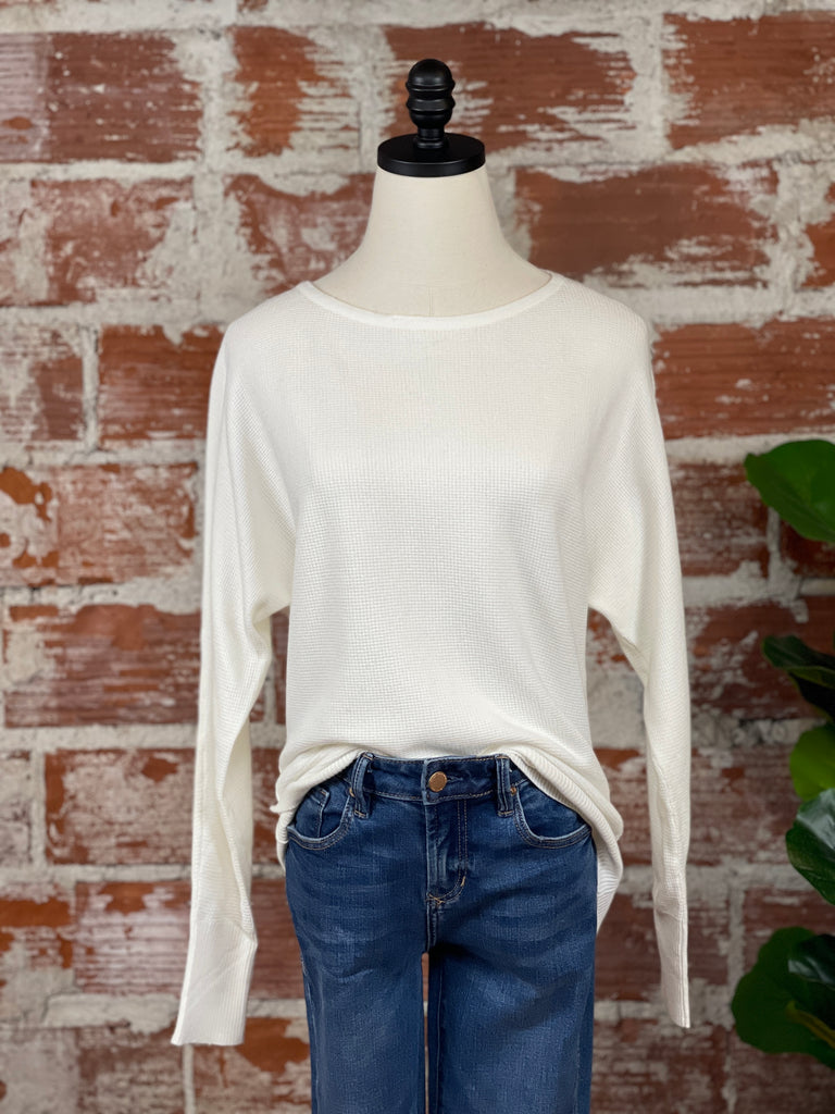 Waffle Knit Top in Ivory