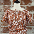 Jak and Rae Kirra Top in Henna Brown Tropical-111 - Woven Top F/W (June- Nov)-Little Bird Boutique