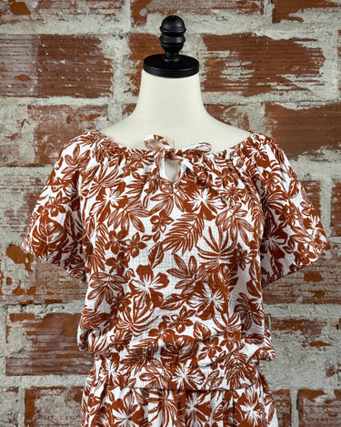 Jak and Rae Kirra Top in Henna Brown Tropical-111 - Woven Top F/W (June- Nov)-Little Bird Boutique