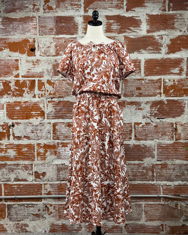 Jak and Rae Rosanne Skirt in Henna Brown Tropical-231 Skirts-Little Bird Boutique