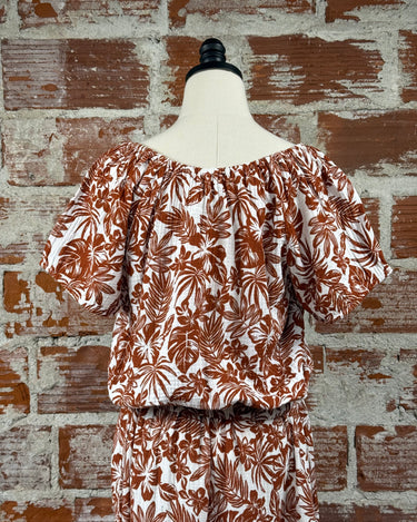 Jak and Rae Kirra Top in Henna Brown Tropical-111 - Woven Top F/W (June- Nov)-Little Bird Boutique