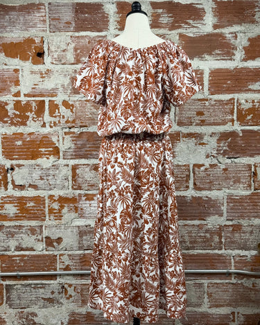 Jak and Rae Rosanne Skirt in Henna Brown Tropical-231 Skirts-Little Bird Boutique