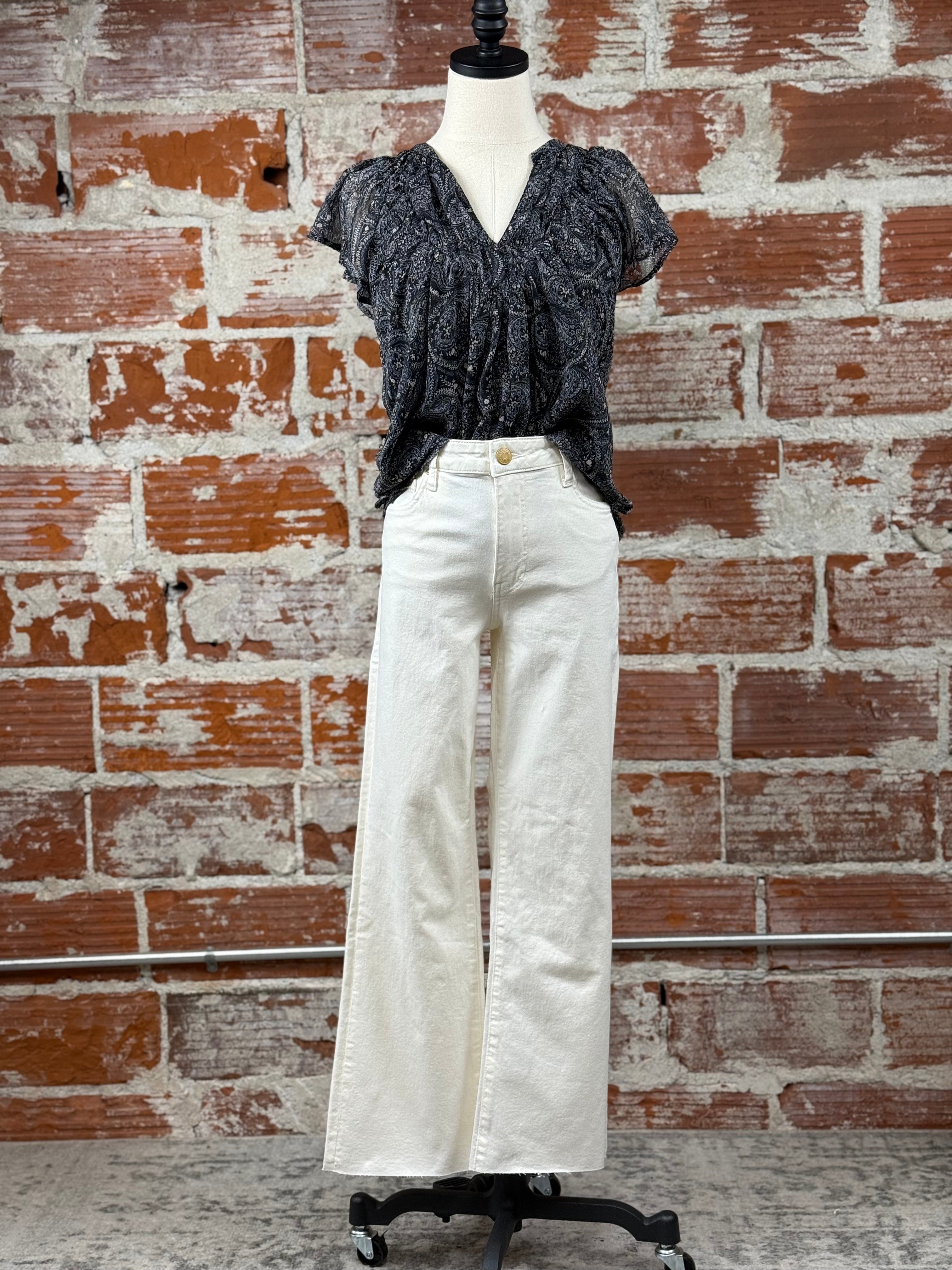 Kut from the Kloth Kelsey Ankle Flare Jeans in Ecru-210 Denim-Little Bird Boutique