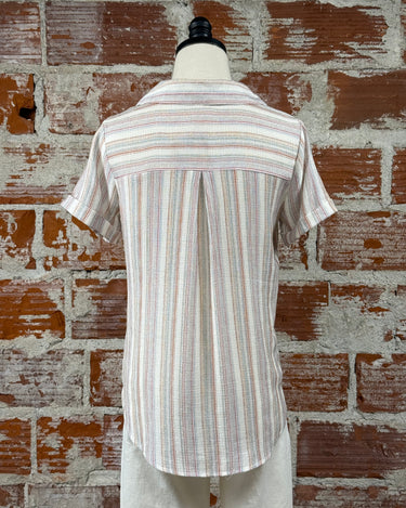 Devon Top in Natural Multi Stripe-111 - Woven Top F/W (June- Nov)-Little Bird Boutique