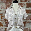 Devon Top in Natural Multi Stripe-111 - Woven Top F/W (June- Nov)-Little Bird Boutique
