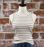 Thread and Supply Edlin Tank in Taupe Stripe-121 - Jersey Tops F/W (June - Nov)-Little Bird Boutique