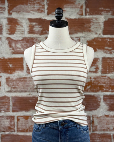 Thread and Supply Edlin Tank in Taupe Stripe-121 - Jersey Tops F/W (June - Nov)-Little Bird Boutique
