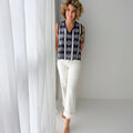 Anthem The Label Embroidered Cotton Button Tank in Navy-112 - Woven Top S/S (Dec - May)-Little Bird Boutique