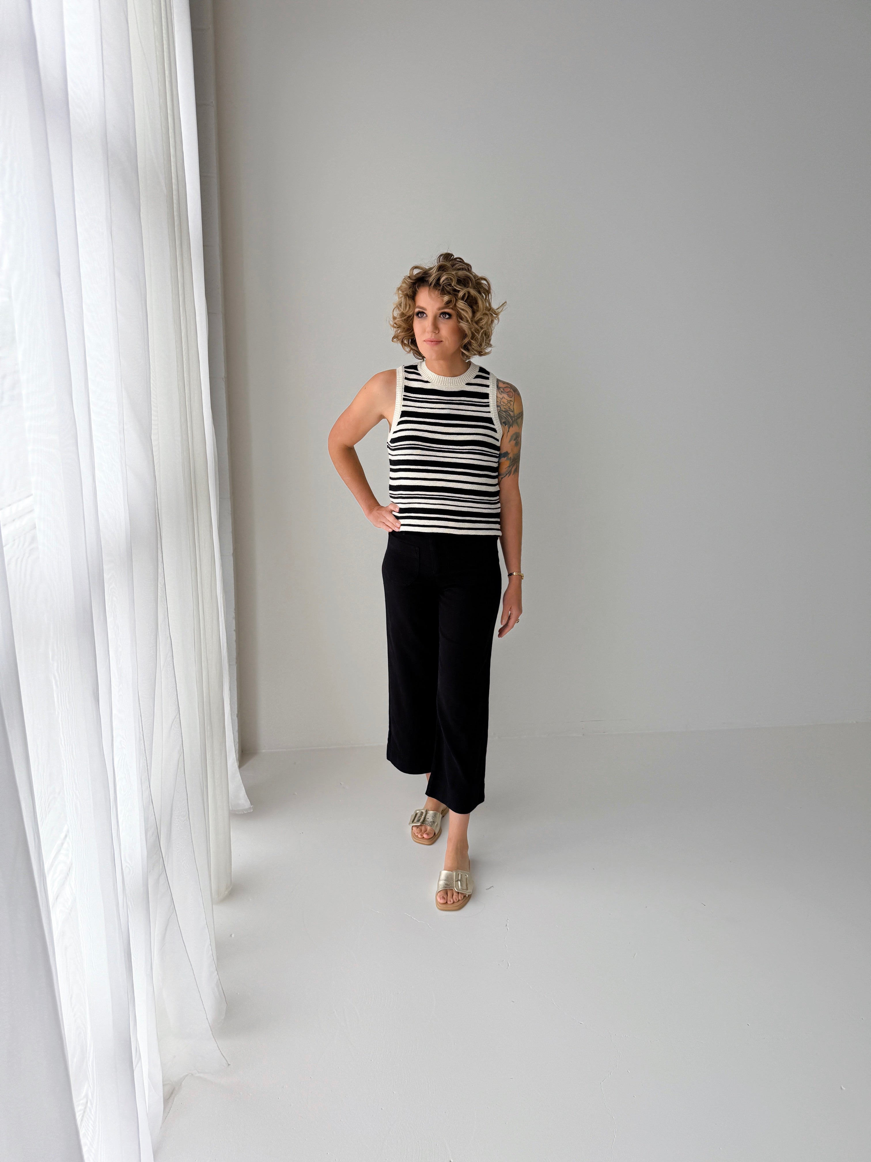 Sanctuary Modern Sweater Shell in Black and Macrame-132 - Sweaters S/S (Dec - May)-Little Bird Boutique