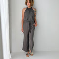 Anthem Tie Back Halter Top in Moss-112 - Woven Top S/S (Dec - May)-Little Bird Boutique