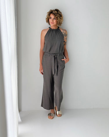 Anthem Tie Back Halter Top in Moss-112 - Woven Top S/S (Dec - May)-Little Bird Boutique