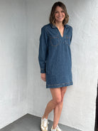 Jak and Rae Lacey Denim Dress-151 Dresses - Short-Little Bird Boutique