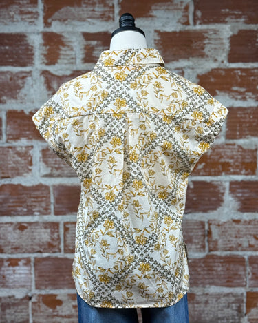 Beckett Top in Mustard and Cream-111 - Woven Top F/W (June- Nov)-Little Bird Boutique