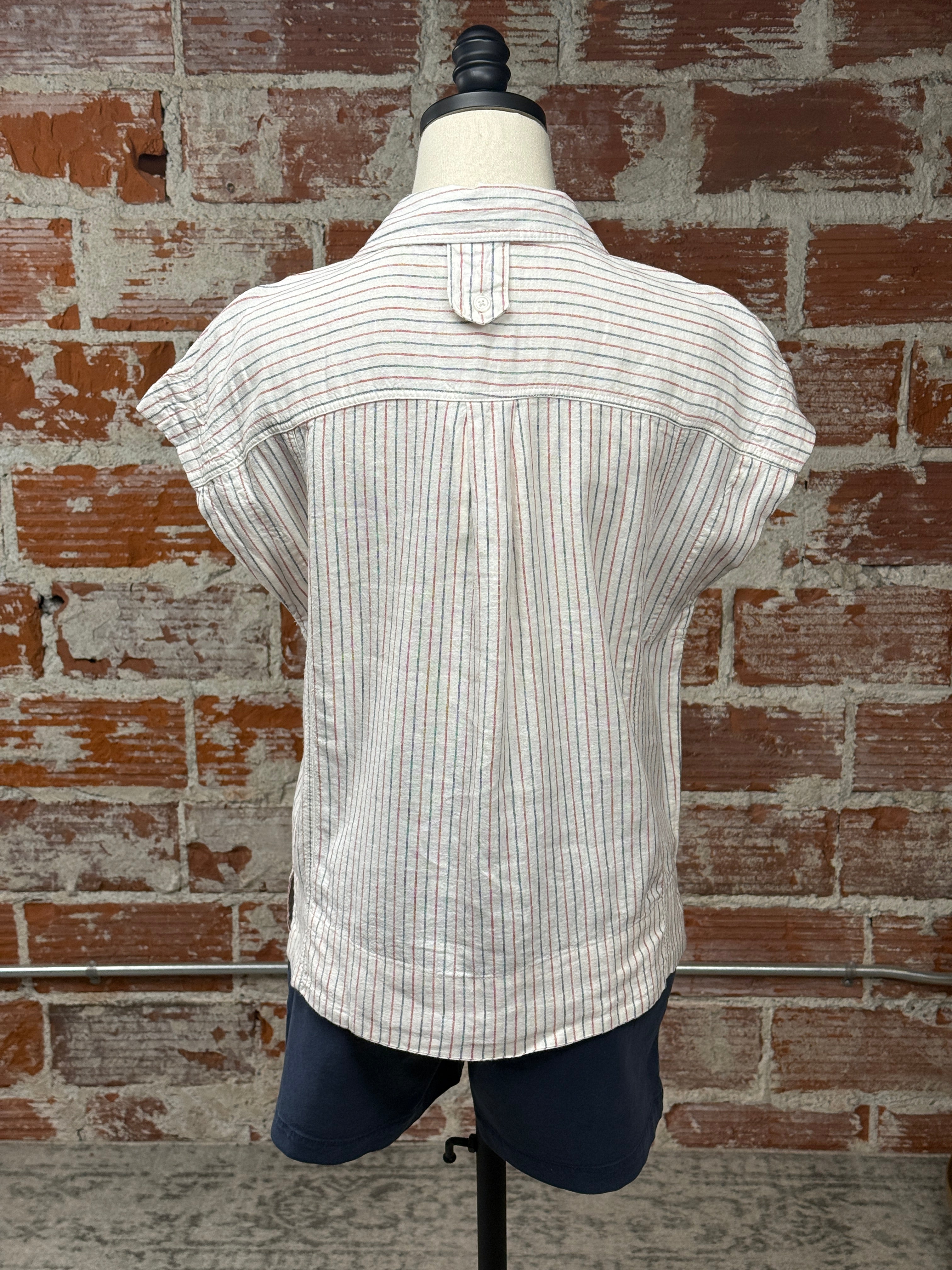 Thread & Supply Lydia Shirt in Red Navy Stripe-111 - Woven Top F/W (June- Nov)-Little Bird Boutique