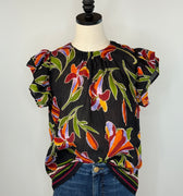 THML Collins Top in Black Floral-111 - Woven Top F/W (June- Nov)-Little Bird Boutique