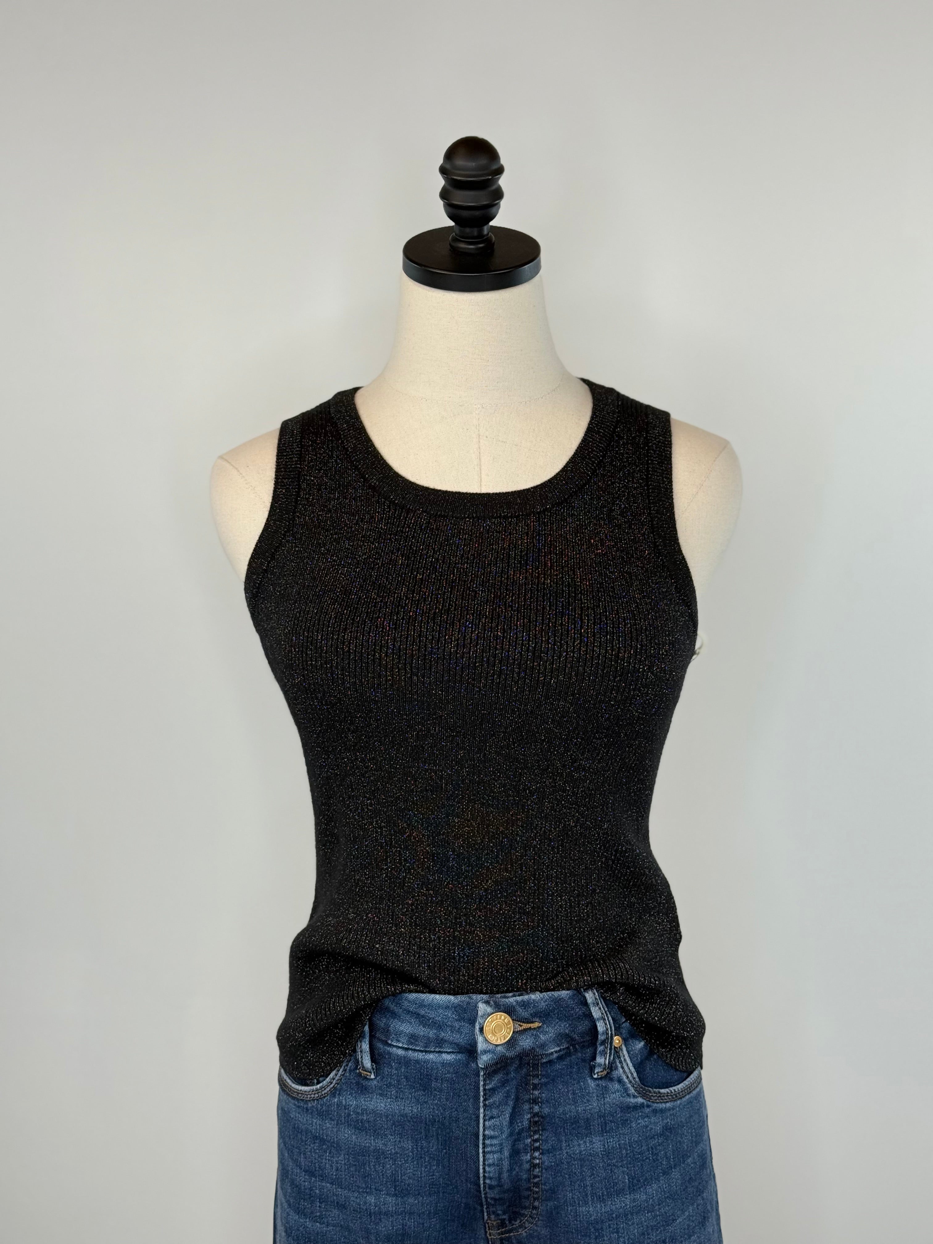 Another Love Cora Sparkle Sweater Tank in Black-131 - Sweaters F/W (June - Nov)-Little Bird Boutique