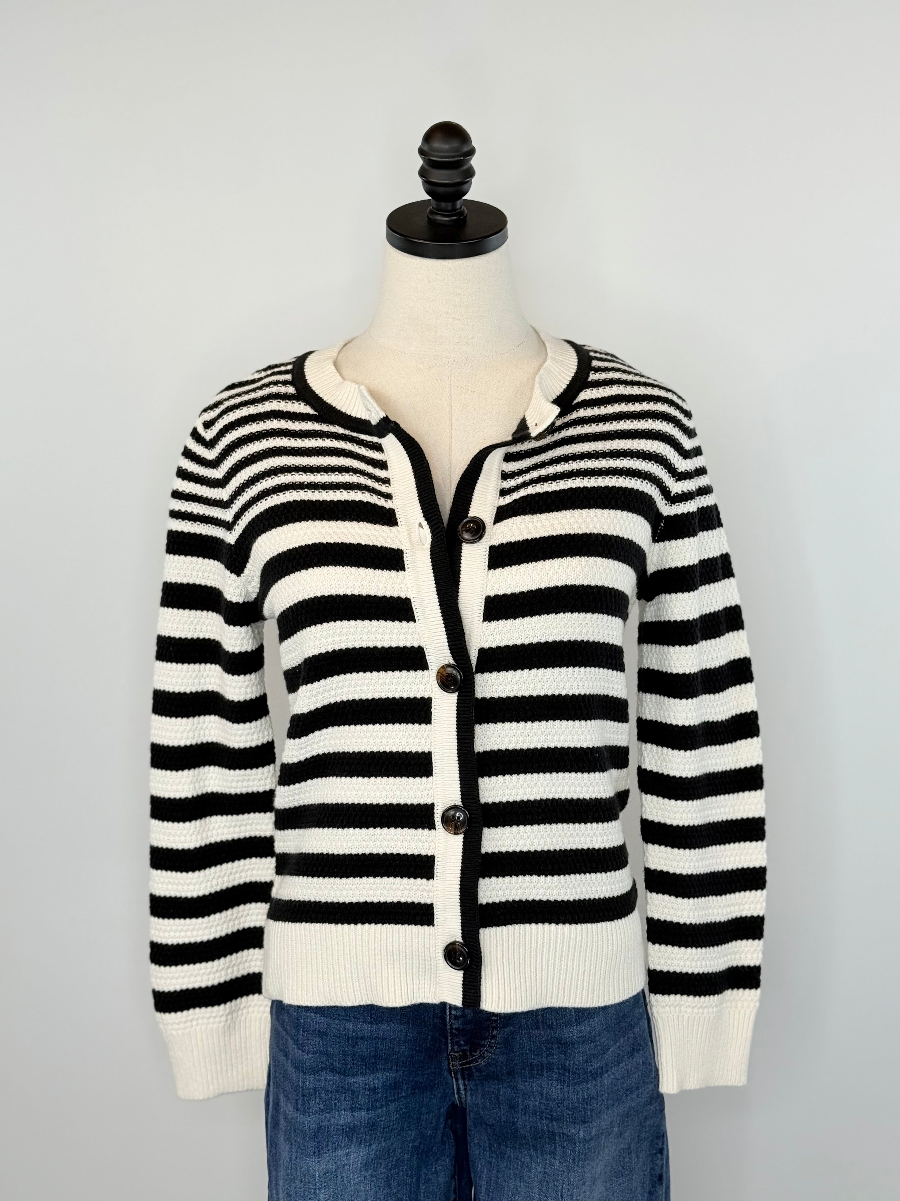 Sanctuary City Summer Cardi in Black and Macrame Stripe-131 - Sweaters F/W (June - Nov)-Little Bird Boutique