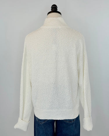 Sanctuary Boucle Knit Bomber Sweater in Chalk-141 Outerwear Coats & Jackets-Little Bird Boutique