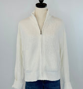 Sanctuary Boucle Knit Bomber Sweater in Chalk-141 Outerwear Coats & Jackets-Little Bird Boutique