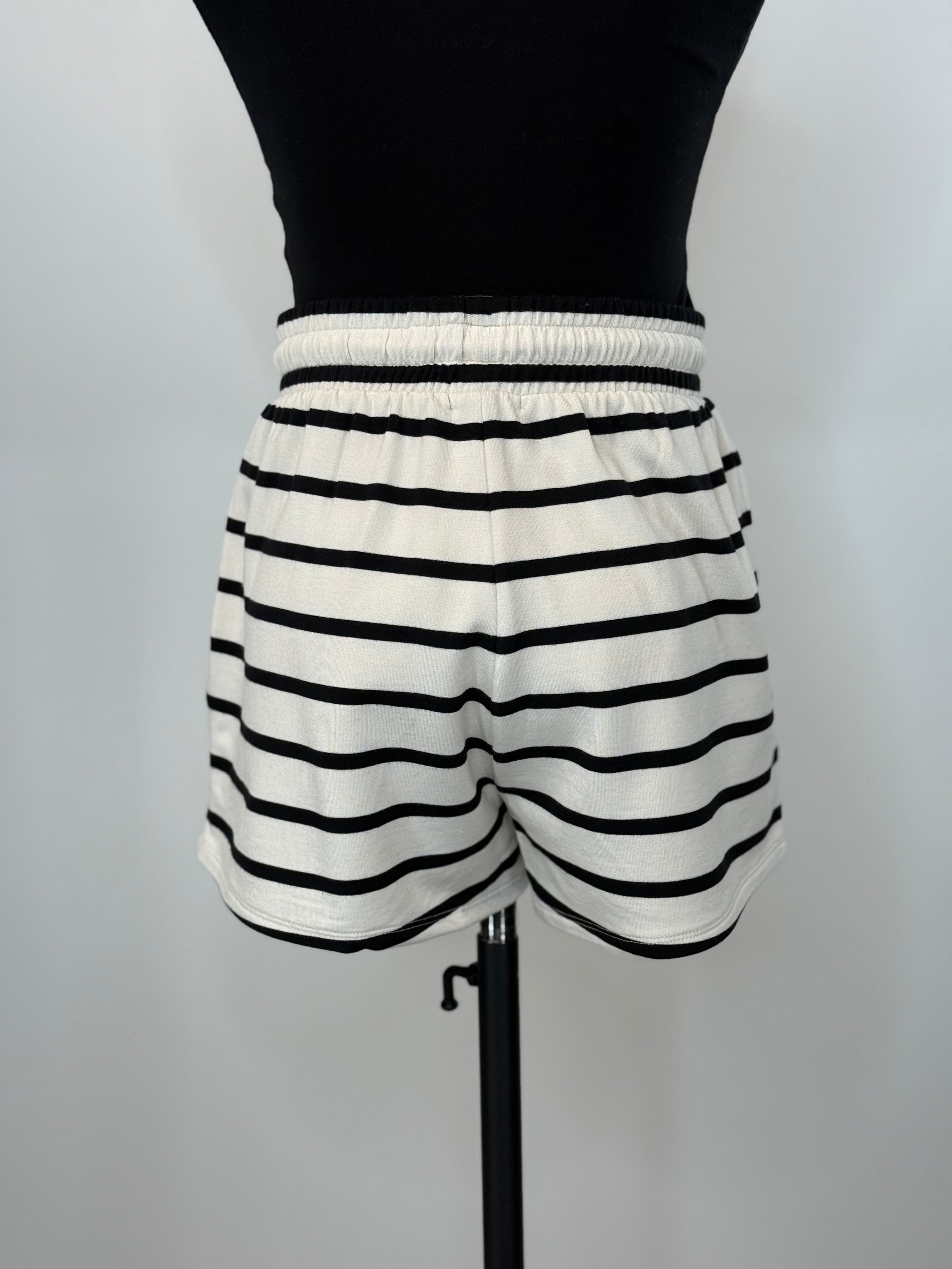 Z Supply Dax Striped Shorts in Crystal and Black-232 Shorts-Little Bird Boutique