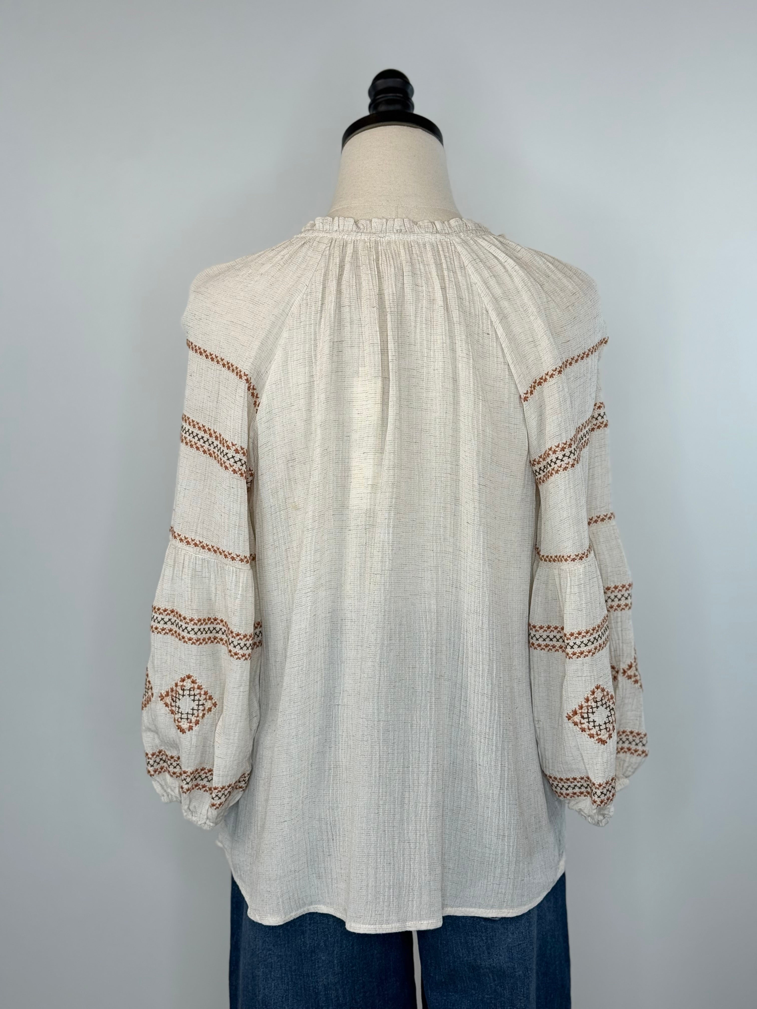 Lovestitch Tassel Top in Natural and Rust-111 - Woven Top F/W (June- Nov)-Little Bird Boutique