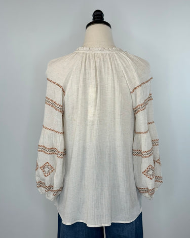 Lovestitch Tassel Top in Natural and Rust-111 - Woven Top F/W (June- Nov)-Little Bird Boutique