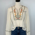 Lovestitch Floral Embroidery Top in Vanilla and Sage-111 - Woven Top F/W (June- Nov)-Little Bird Boutique