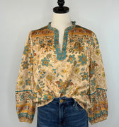 Ashcroft Top in Amber and Turquoise Floral-111 - Woven Top F/W (June- Nov)-Little Bird Boutique