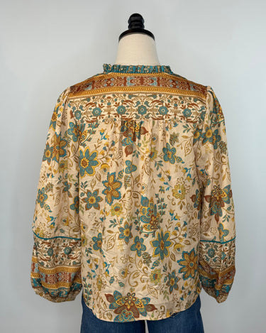 Ashcroft Top in Amber and Turquoise Floral-111 - Woven Top F/W (June- Nov)-Little Bird Boutique