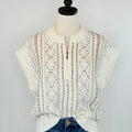 Liverpool Cap Sleeve Half Zip Sweater in Cream and Camel-131 - Sweaters F/W (June - Nov)-Little Bird Boutique