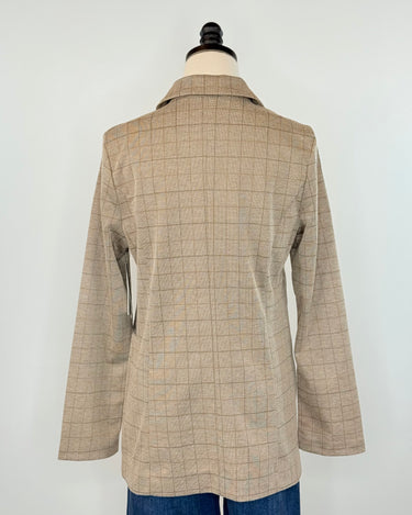 Liverpool Boyfriend Blazer in Khaki Grid Check-143 Blazers-Little Bird Boutique