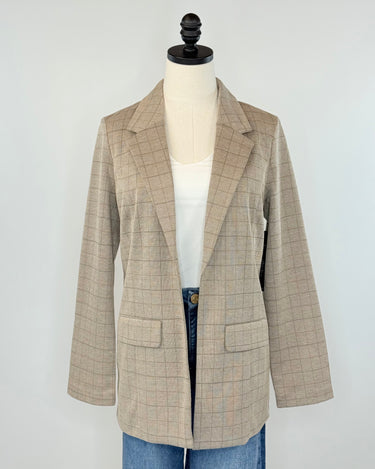 Liverpool Boyfriend Blazer in Khaki Grid Check-143 Blazers-Little Bird Boutique