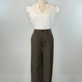 Liverpool Wide Leg Crop Trousers in Camel and Sand Stripe-220 Pants-Little Bird Boutique