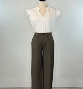 Liverpool Wide Leg Crop Trousers in Camel and Sand Stripe-220 Pants-Little Bird Boutique