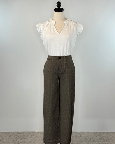 Liverpool Wide Leg Crop Trousers in Camel and Sand Stripe-220 Pants-Little Bird Boutique