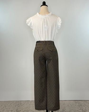 Liverpool Wide Leg Crop Trousers in Camel and Sand Stripe-220 Pants-Little Bird Boutique
